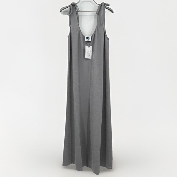 Sleeper Kylie Lurex Slip Dress In Silver size XL Extra Large Sleeveless Maxi